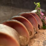 旬菜魚 藍 - 関鯖寿司！！ほっぺが落ちるってこの事ね。