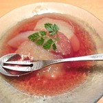 米倉 - 13.12月　水菓子（ラフランスの白ワイン＆赤ワイン煮）