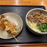 麺処 綿谷 - 鶏天、冷やし肉ぶっかけ小