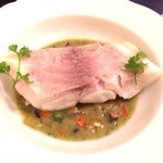 ル ベルクレイ - 2014.1.  真鯛のポシェ ホタテのジュ バジル風味