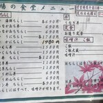 水口寿志亭 市場の食堂  - メニュー