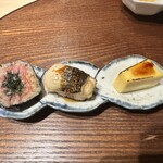 赤坂 鮨大谷 - ネギトロ海葡萄、穴子、玉子プリン