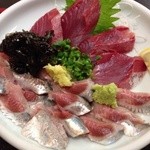 いわし料理 すゞ太郎 - 201401　すゞ太郎　★天然ワラサ刺とイワシ刺定食（850円）★