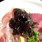 いわし料理 すゞ太郎 - 201401　すゞ太郎　★天然ワラサ刺とイワシ刺定食（850円）★謎の海藻（海苔みたいな昆布みたいな？）
