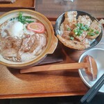 食堂 かわひがし - 料理写真:味噌煮うどん・ミニ豚丼付き