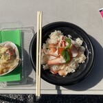 大川魚店 - 料理写真:「ほっき飯」と「ほっきグラタン」～どちらも美味しく北寄貝の旨さがご飯にも