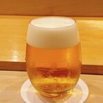 鮨 しゅん輔 - 最初は生ビールでスタート