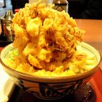 楽釜製麺所 新宿西口直売店 - かけうどん　かき揚げ乗せ