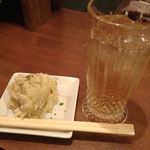 ゴーストスープ - ジンジャーエールとポテサラ。なんと貝柱いり。美味！