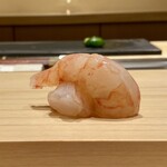 鮨 めい乃 - ボタンエビ
      ぷりぷりとしながらねっちょりと、豊かな甘みに笑みが溢れます。
      とっても美味しい♪