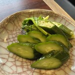 焼肉食道 大勝 - ぬか漬けの盛り合わせ。　きゅうり、オクラ、セロリ