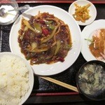 Taiwan Ryouribizembou Toushoumen - 豚肉・春雨とセロリ炒め定食