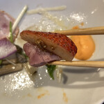 リストランテ プレーゴ - 前菜サラダのハムとイチゴを同時に食べたら気絶する旨さ。