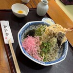 手打そば 満志粉 - とろろ海老天蕎麦