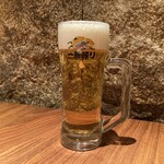 玉丁本店 - 生ビール中（649円）