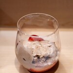 うを徳 - 2024.2 水菓子（自家製チョコレートアイスクリーム、鹿児島産金柑「春姫」、奈良産いちご「古都華」）