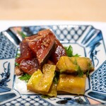 うを徳 - 2024.2 壱岐産鰹（かつお）藁焼き大蒜醤油と鹿児島産筍の木の芽味噌和え