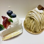 ブランシェ - レアチーズ378円   和栗のモンブラン464円