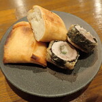 たにもと - 月光（百合根）の春巻き　鰯鳴門揚げ
