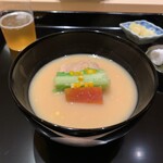 鮨料理 一高 - 1.白味噌と酒粕のお椀