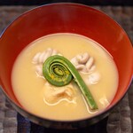 Miyasaka - 2024.2 京都白味噌椀（雲子、湯葉、コゴミ、黄柚子）