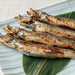 Charcoal-grilled shishamo with extra large roe