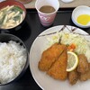 弁菜亭 - 本日のおすすめ　アジ・カキフライ定食650+ライス大盛+コーヒーサービス