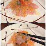 Wa in Ya - 冬天的魚肉脂肪豐富，口感甘甜，
                      搭配適度酸味的洋蔥與飛魚卵的卡帕喬醬，
                      再沾上周圍的香醋醬，味道非常美味呢♪(^^)