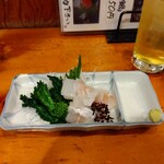 小半 - 平目エンガワと菜の花の昆布締め
