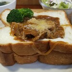 キッチン ブルー グローブ - 正面から、分厚いパンです！、ありがとう！！