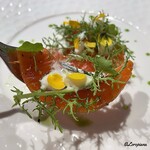 プチレストラン ブーケ・ド・フランス - 桜鱒のマリネ 山芋と山葵のピュレとともに