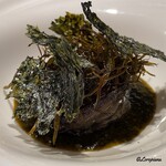 プチレストラン ブーケ・ド・フランス - 天然ものの鮑 佐井村産の幻の海苔のソース