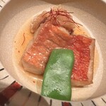 日本料理 箱根 華暦 - かぼちゃのかき揚げ、金目鯛の煮付け