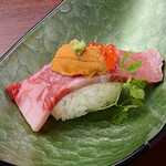 Kuroge Wagyu beef Wagyu sea urchin salmon roe