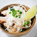 Chicken skin with vinegar citrus ponzu sauce