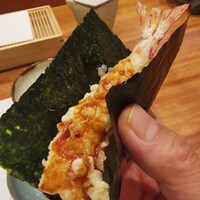 天婦羅 みやしろ - 海老天手巻き