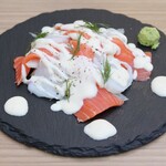 Salmon and water octopus carpaccio