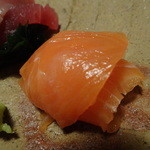 蕎麦ひら井 - 鮭児のアップ