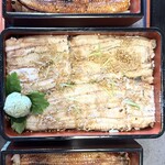 Unagi Issei - 上鰻重（1匹分）と特塩鰻白焼重（1.5匹分）　この塩の鰻重が珍しい　鰻の味と食感が美味しすぎます