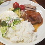 キッチン ブルー グローブ - ご飯、サラダを乗せます