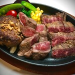 自製汉堡牛排+三重裙邊牛排，紅肉套餐共320公克