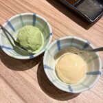 Yakiniku Ando Horumon Tabe Houdai Edomon - 抹茶アイスとバニラアイス