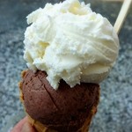 Hilo Homemade Ice Cream - ダブル  580円。
                                ハワイアンソルトとハワイアンショコラ。
                                ソルトは、粘りが強く、ほんのり甘い。