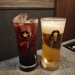 Kanzen Koshitsu Yakiniku Itadaki - カシスジンジャーと、ビールで乾杯