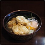 かみや - とり天うどん 850円 生卵 90円