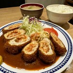 亜茂礼 - チキンディアブルB（チキンカツレツ3本）…1,350円＋ご飯セット…300円