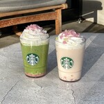 スターバックス コーヒー - ドリンク写真:花見抹茶クリームフラペチーノ、花見だんごフラペチーノ