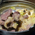 馬肉料理 和牛もつ鍋　姫桜 - スープがなくなるくらい煮詰まったら食べごろ♪