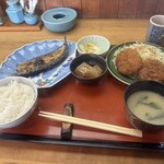 Ajidokoro Tsukasa - さんまひらき コロッケランチ     小鉢は大根の煮物