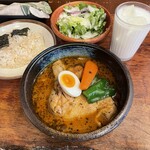 らっきょ＆Star - 平日限定ランチセット
            チキンスープカレー　1,452円
            (辛さ4、プレーンラッシー)＋玄米小102円